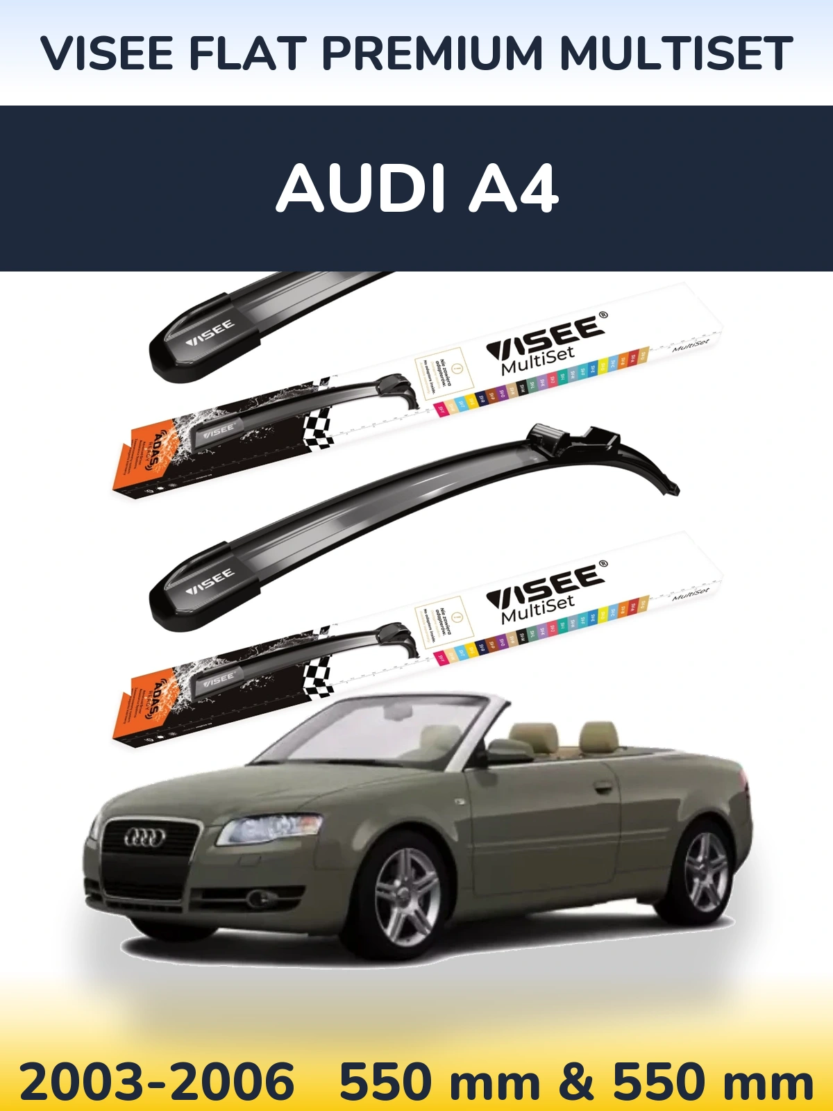 Komplet przednich wycieraczek VISEE FLAT PREMIUM MultiSet 550 & 550 mm do Audi A4 2003-2006