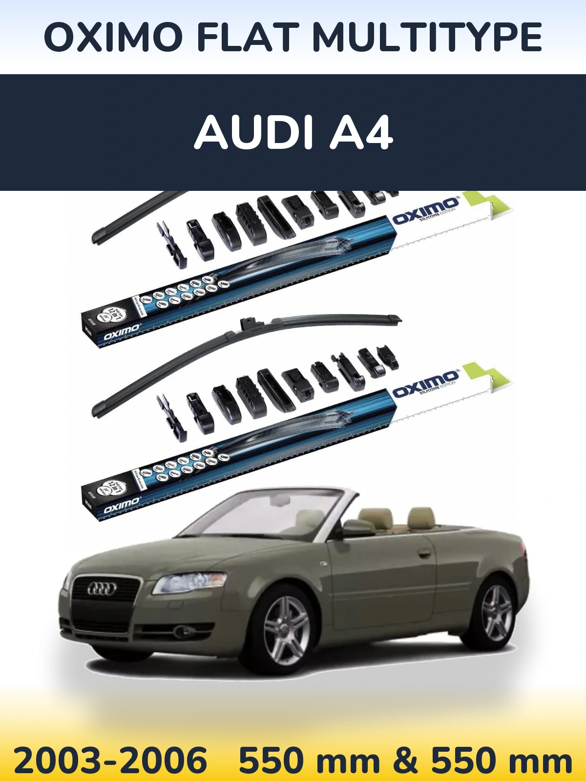 Front wiper blade set Oximo Flat MultiTypee 550 & 550 мм for Audi A4 2003-2006