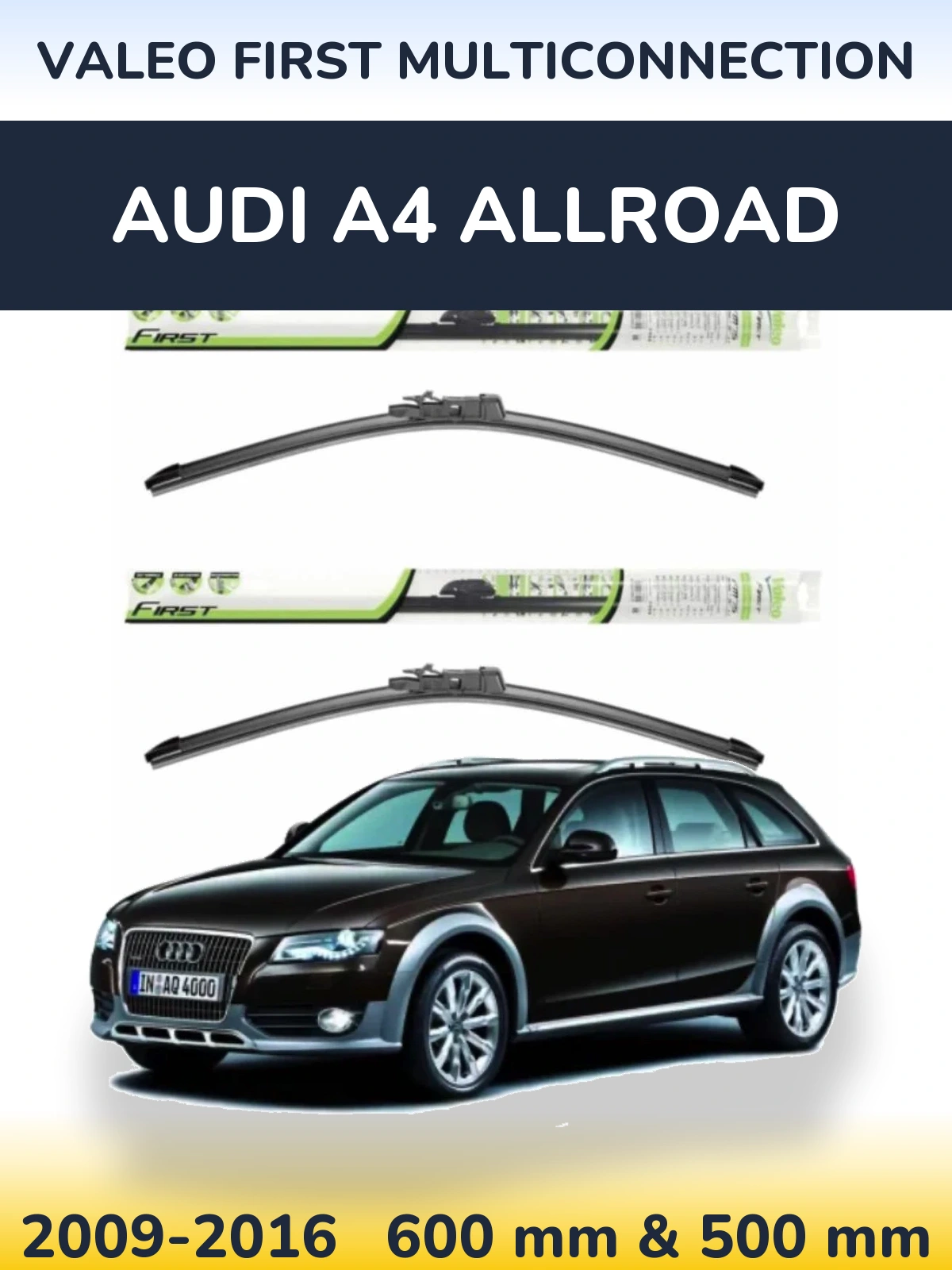 Комплект передних дворников Valeo First MultiConnection 600 & 500 мм для Audi A4 Allroad 2009-2016