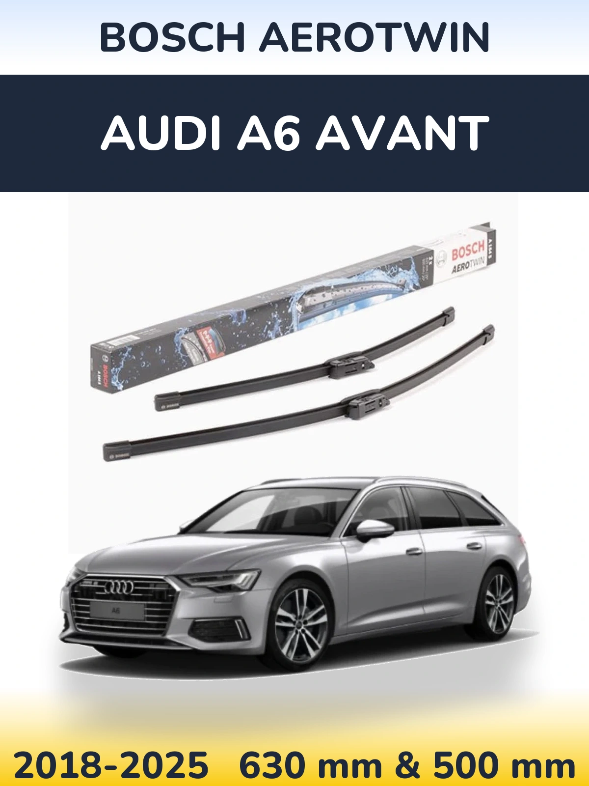 Комплект передних дворников BOSCH AeroTwin 630 & 500 мм для Audi A6 Avant 2018-2025