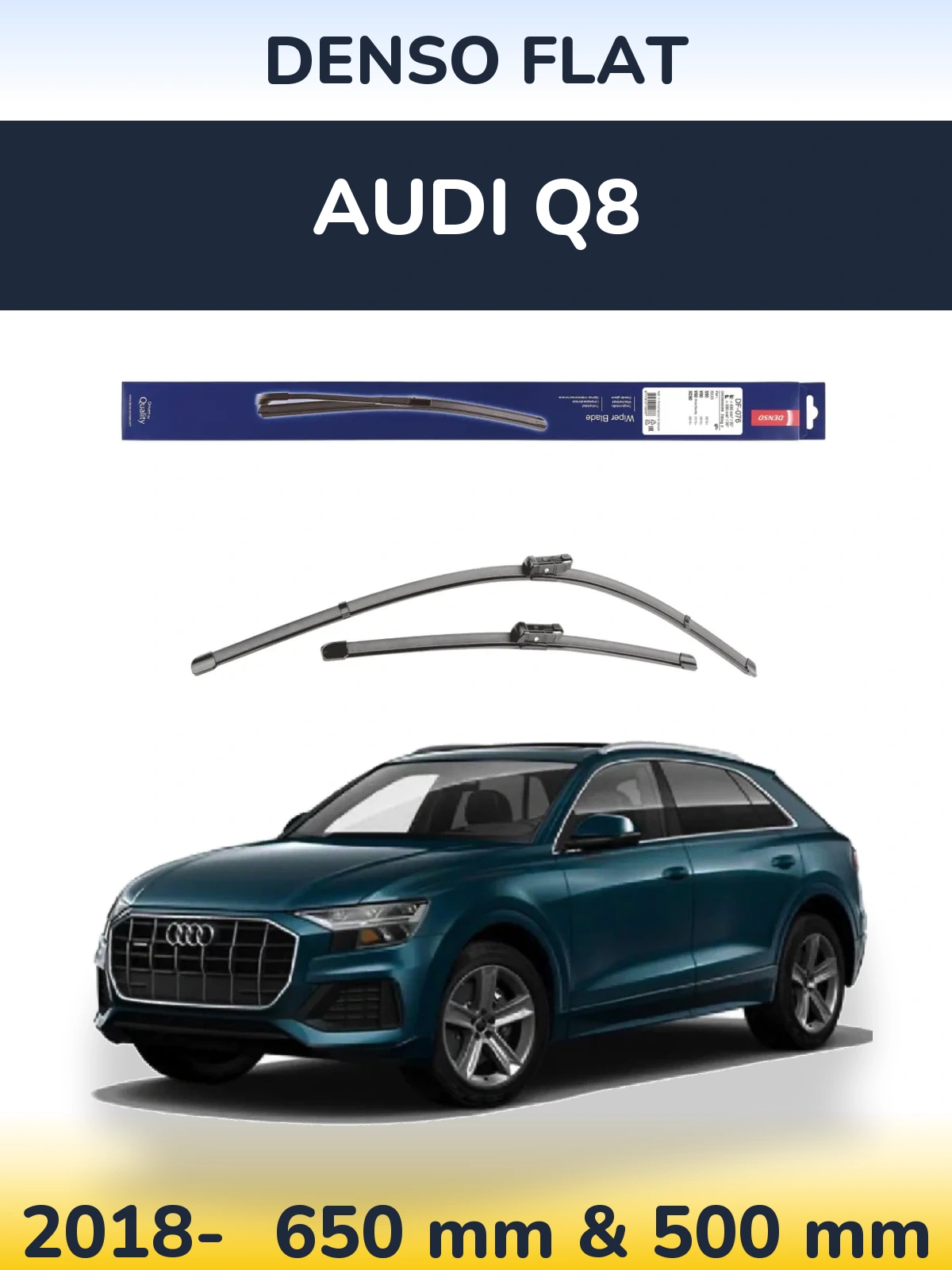 Komplet przednich wycieraczek Denso Flat 630 & 500 mm do Audi Q8 2018-2026