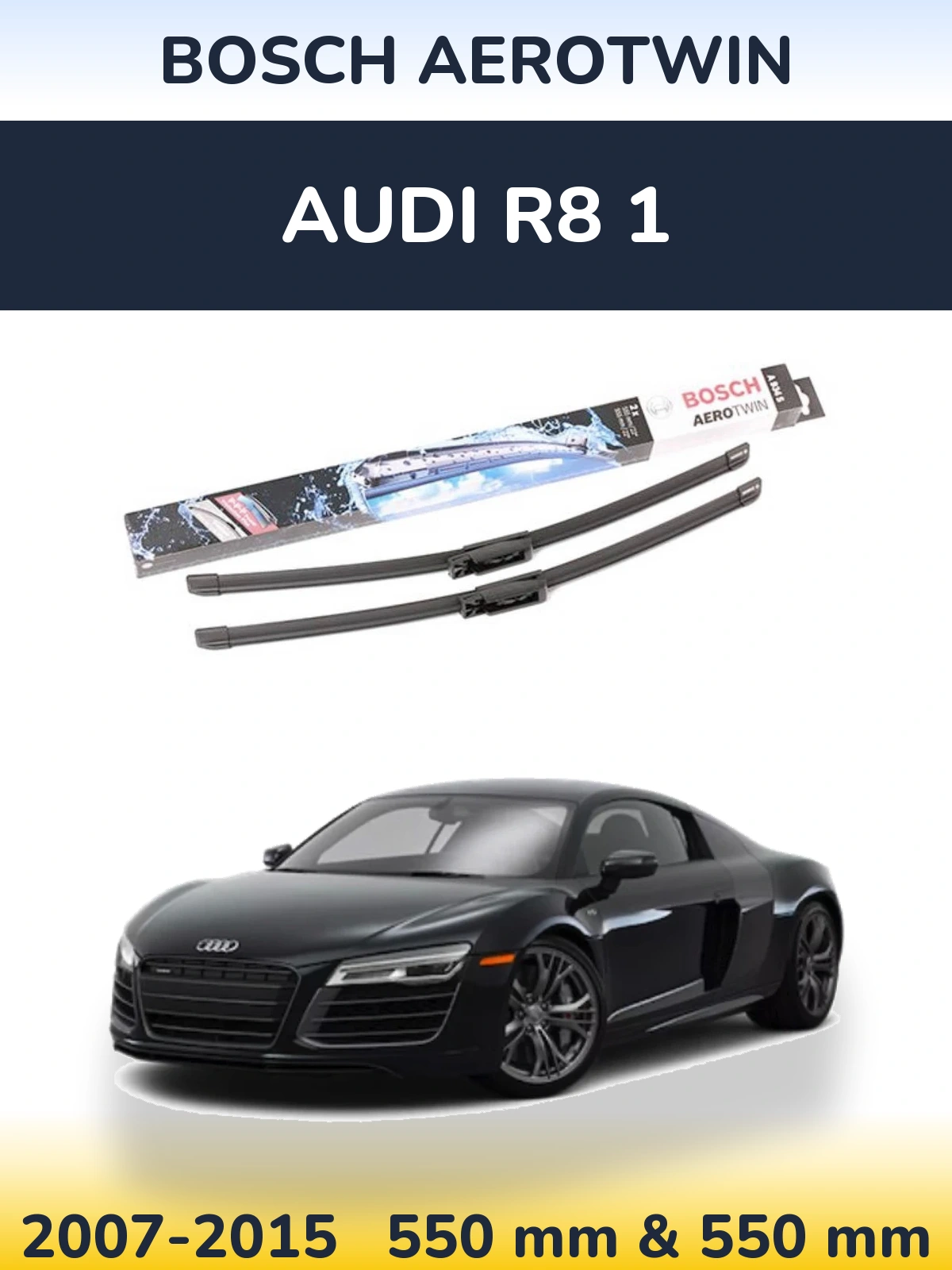 Komplet przednich wycieraczek BOSCH AeroTwin 555 & 555 mm do Audi R8 1 2007-2015