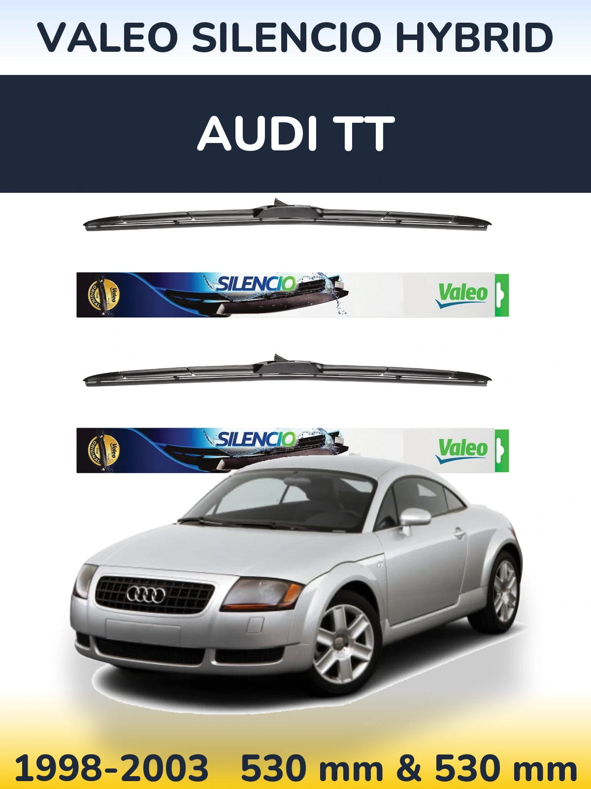 Комплект передних дворников Valeo Silencio Hybrid 530 & 530 мм для Audi TT 1998-2003