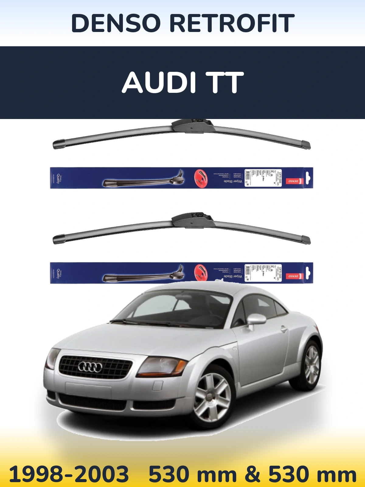 Front wiper blade set Denso Retrofit 530 & 530 мм for Audi TT 1998-2003
