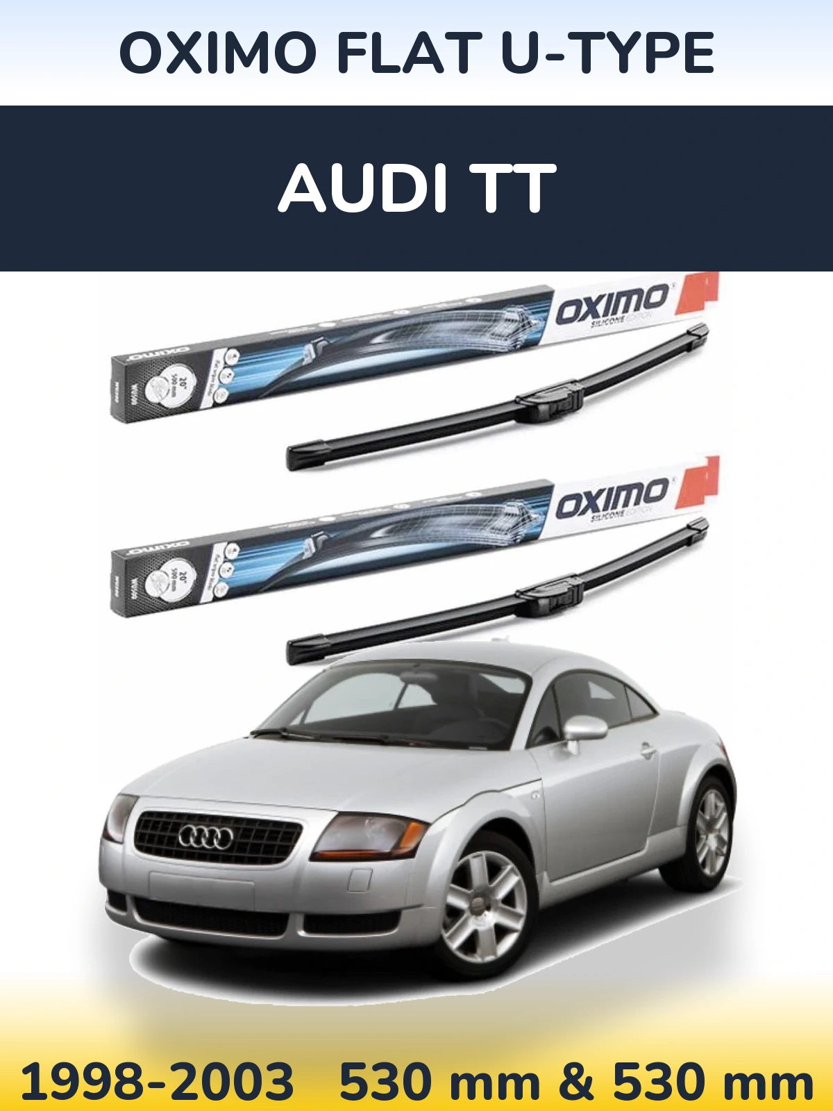Комплект передних дворников Oximo Flat U-type 530 & 530 мм для Audi TT 1998-2003