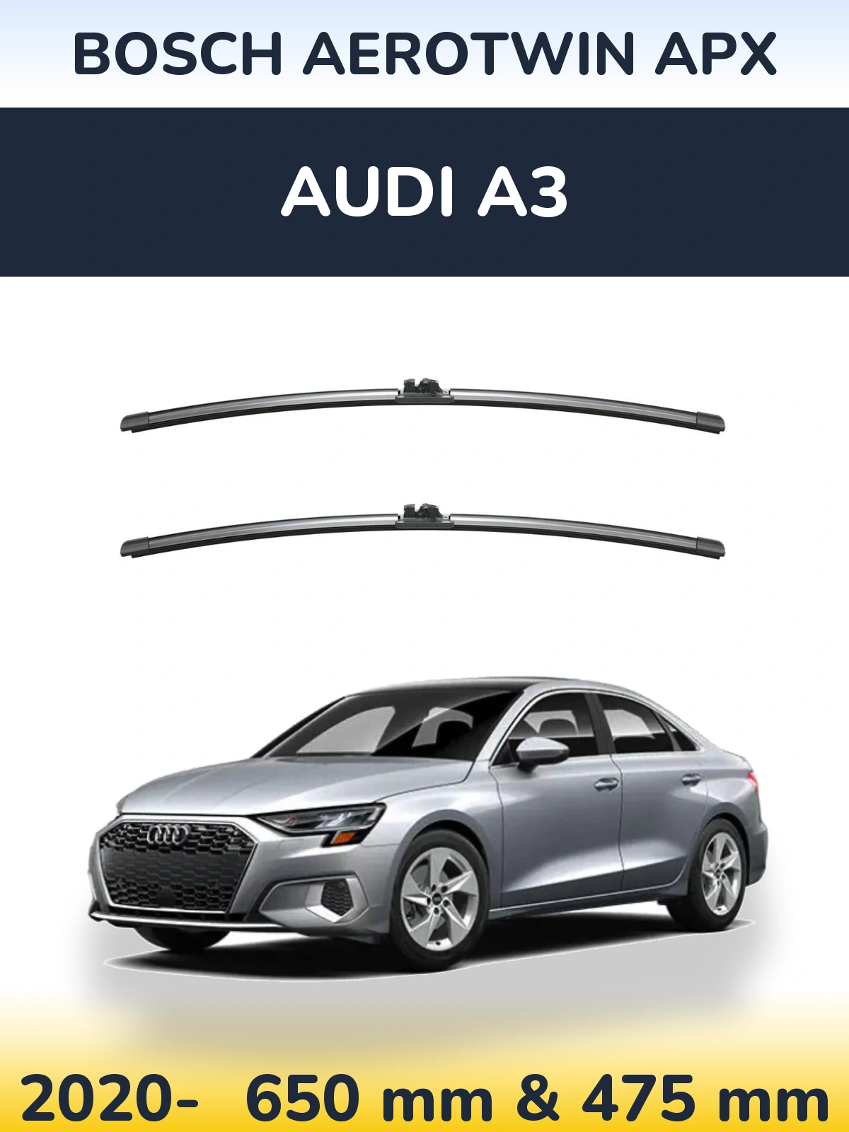 Комплект передніх щіток BOSCH AeroTwin APX 650 & 475 мм для Audi A3 2020-2026