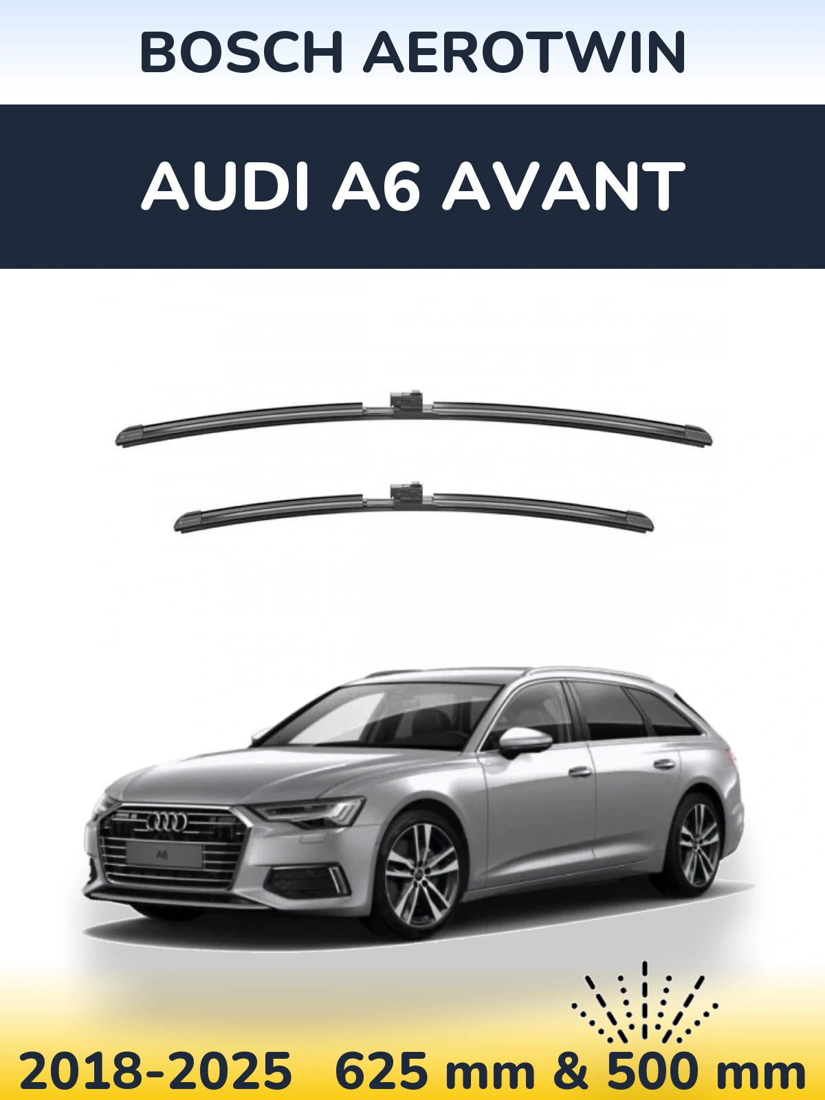 Комплект передних дворников BOSCH AeroTwin 625 & 500 мм для Audi A6 Avant 2018-2025