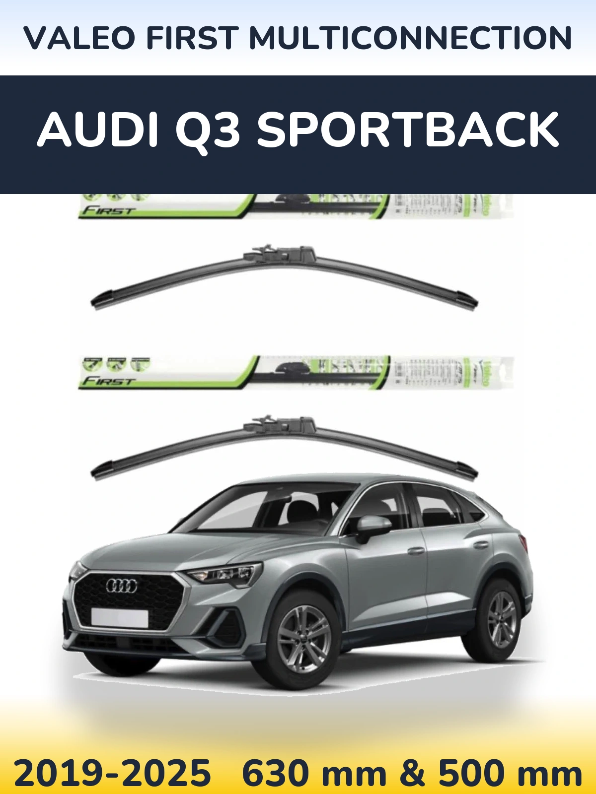 Front wiper blade set Valeo First MultiConnection 600 & 500 mm for Audi Q3 Sportback 2019-2025