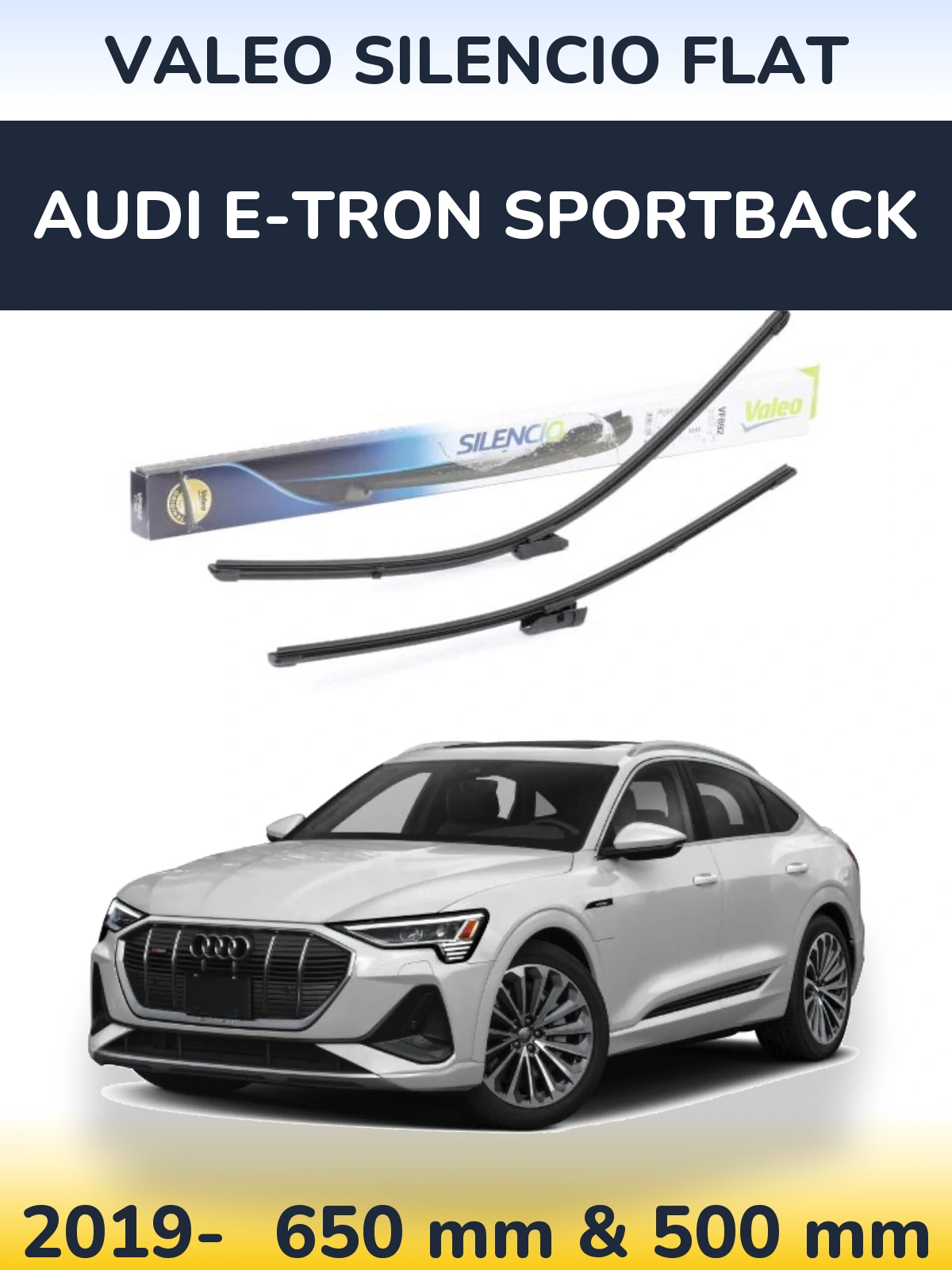 Komplet przednich wycieraczek Valeo Silencio Flat 630 & 500 mm do Audi e-tron Sportback 2019-2026