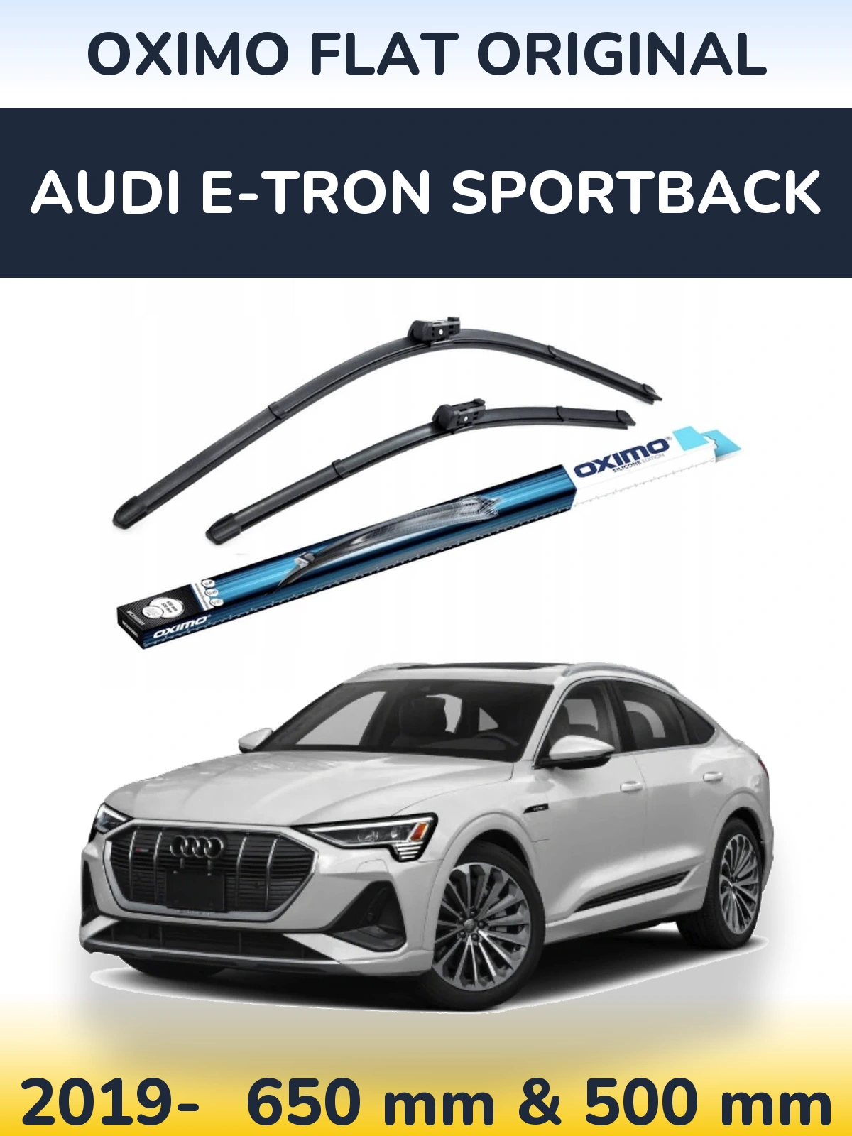 Комплект передних дворников Oximo Flat Original 650 & 500 мм для Audi e-tron Sportback 2019-2026