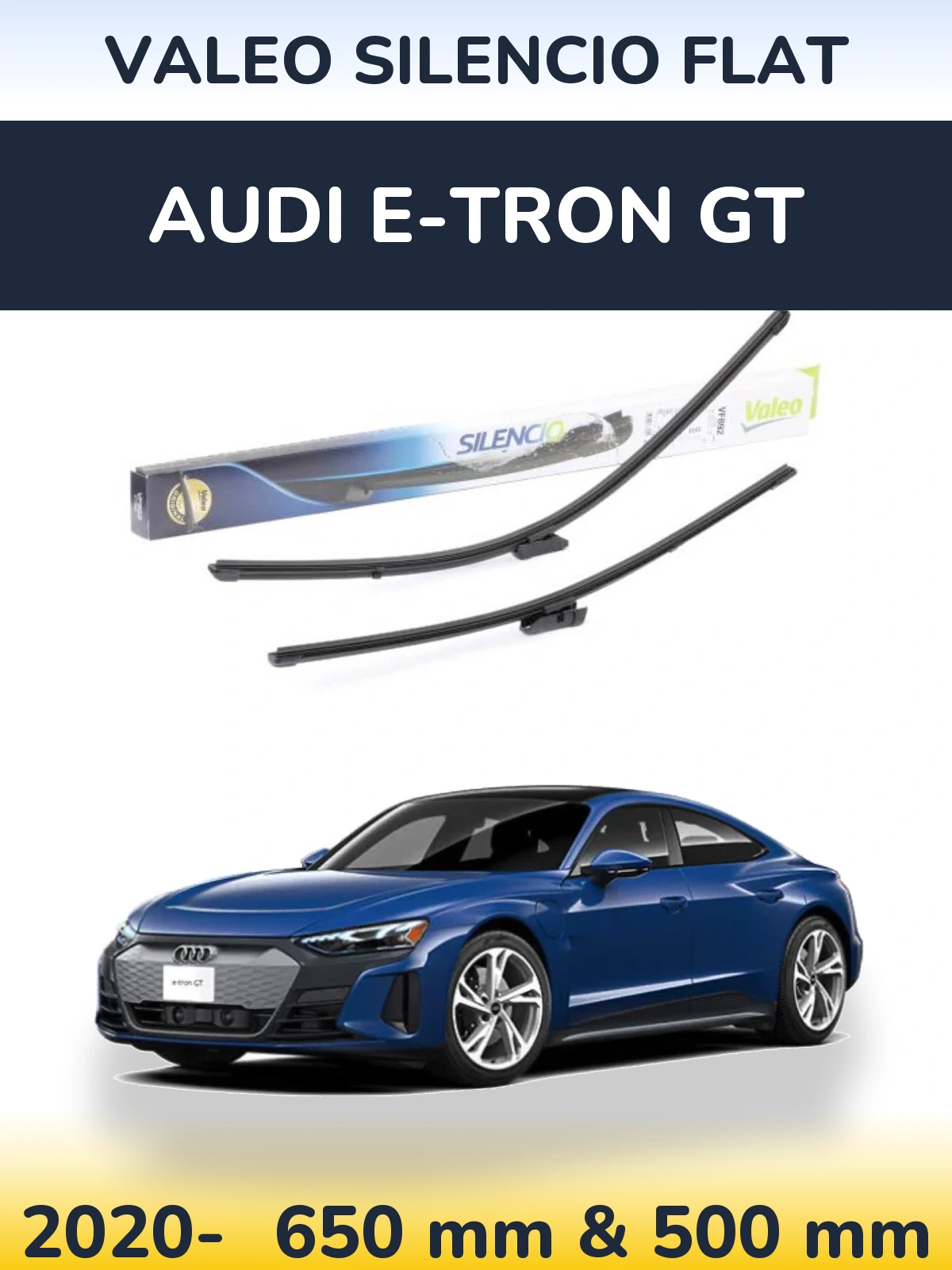 Комплект передніх щіток Valeo Silencio Flat 630 & 500 мм для Audi e-tron GT 2020-2026