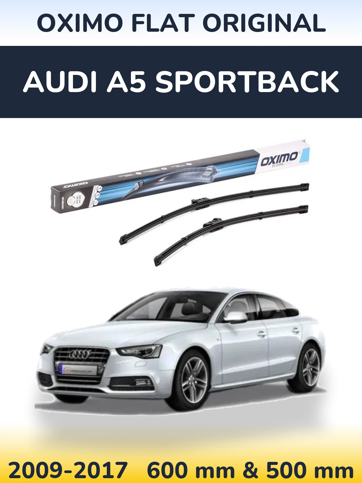 Front wiper blade set Oximo Flat Original 600 & 500 мм for Audi A5 Sportback 2009-2017