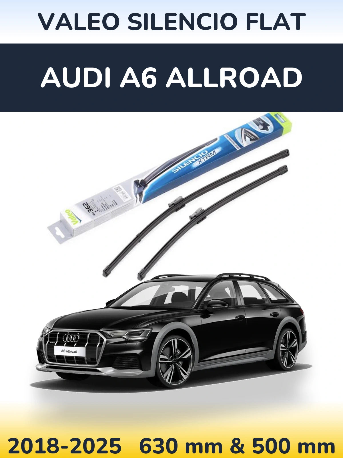 Комплект передних дворников Valeo Silencio Flat 600 & 500 мм для Audi A6 Allroad 2018-2025