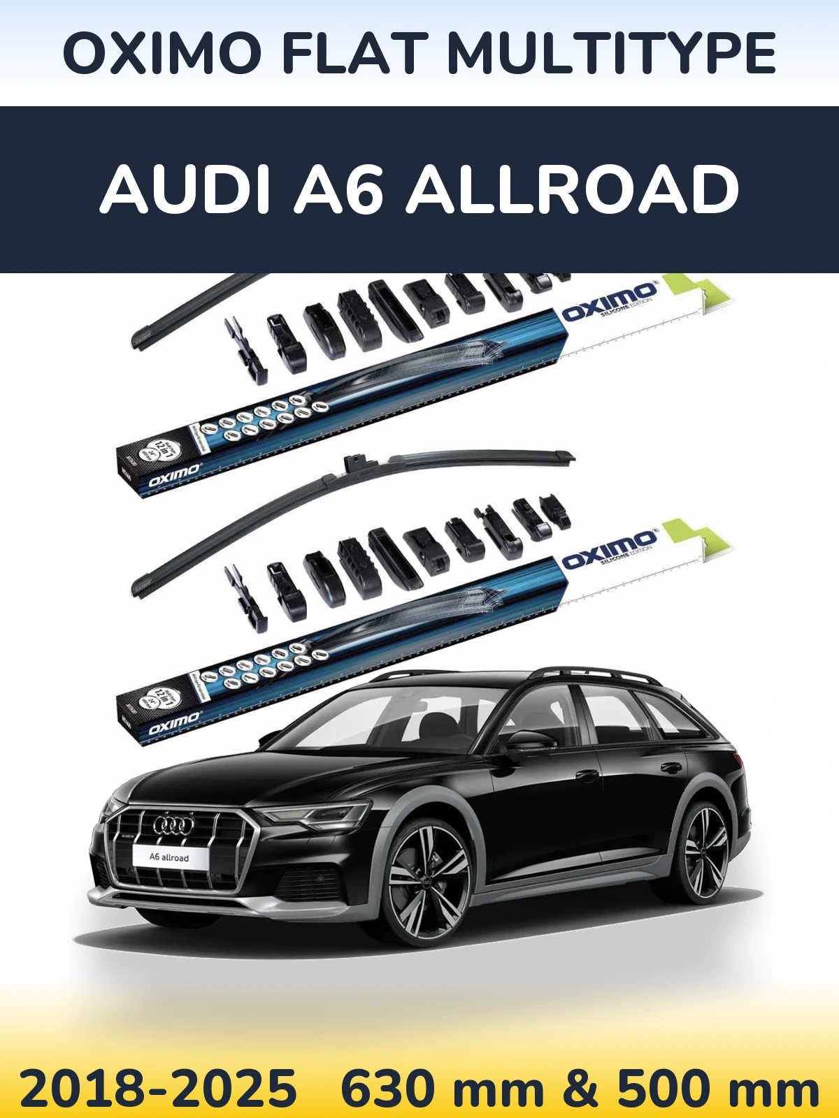 Комплект передних дворников Oximo Flat MultiТипe 600 & 500 мм для Audi A6 Allroad 2018-2025
