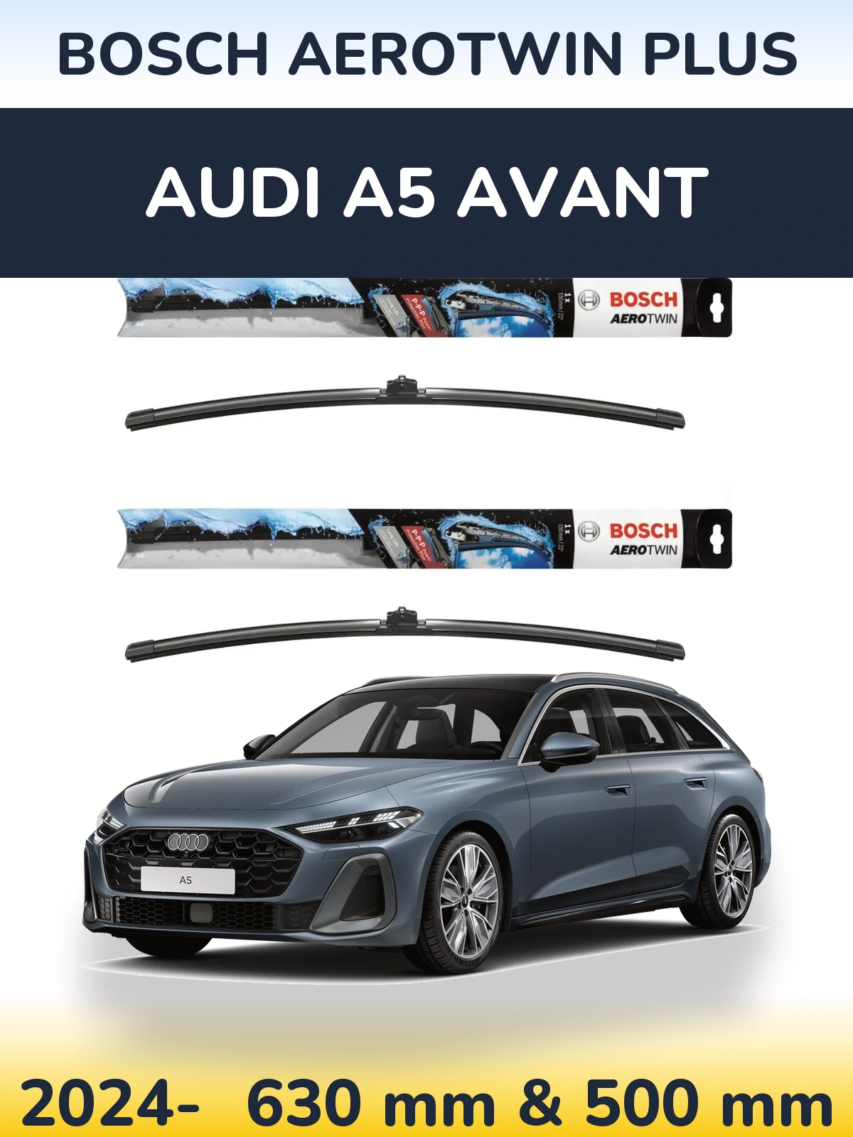 Komplet przednich wycieraczek BOSCH AeroTwin Plus 600 & 500 mm do Audi A5 Avant 2024-2026