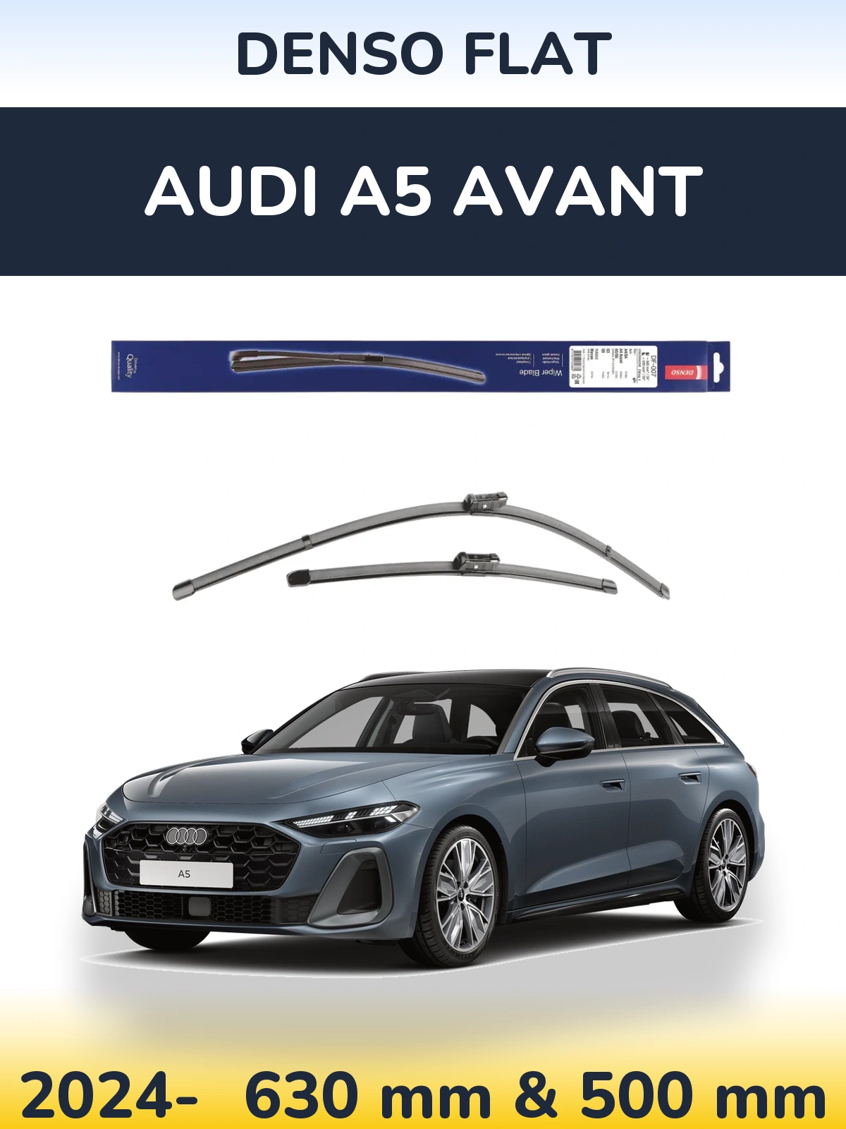 Front wiper blade set Denso Flat 600 & 500 мм for Audi A5 Avant 2024-2026