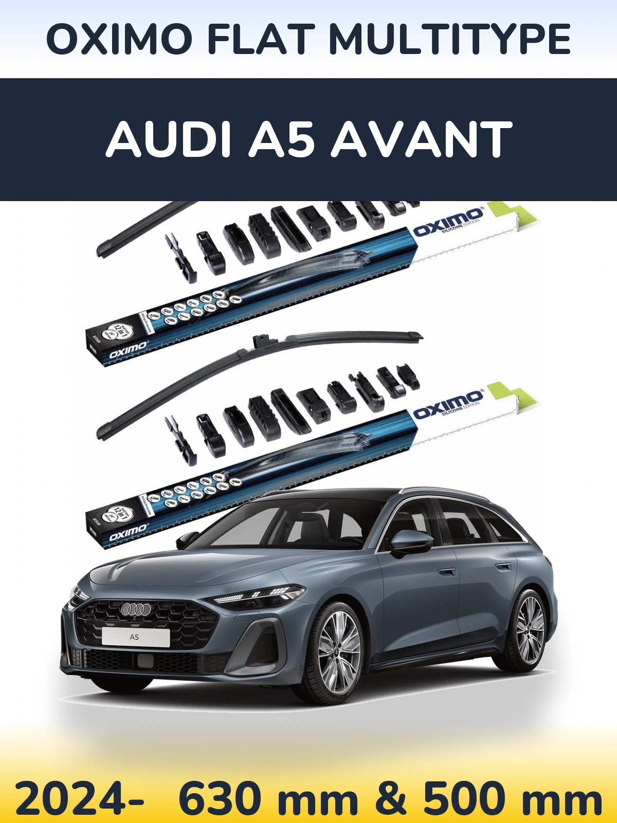 Комплект передніх щіток Oximo Flat MultiТипe 600 & 500 мм для Audi A5 Avant 2024-2026