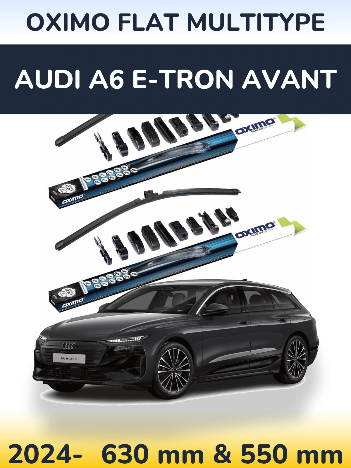 Комплект передніх щіток Oximo Flat MultiТипe 600 & 550 мм для Audi A6 e-tron Avant 2024-2026