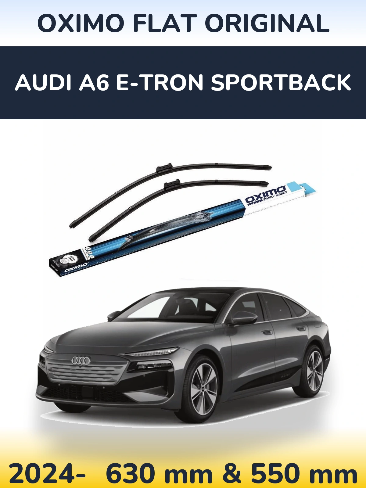 Комплект передних дворников Oximo Flat Original 630 & 550 мм для Audi A6 e-tron Sportback 2024-2026