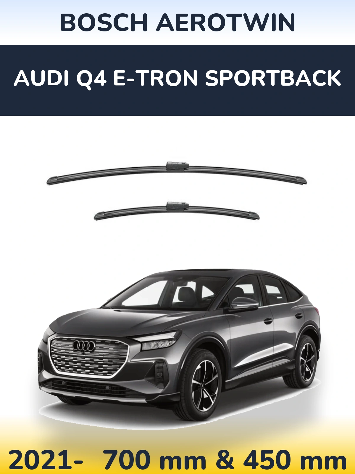 Комплект передних дворников BOSCH AeroTwin 700 & 450 мм для Audi Q4 e-tron Sportback 2021-2026
