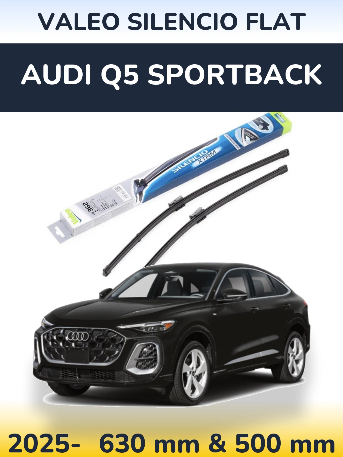 Комплект передніх щіток Valeo Silencio Flat 600 & 500 мм для Audi Q5 Sportback 2025-2026