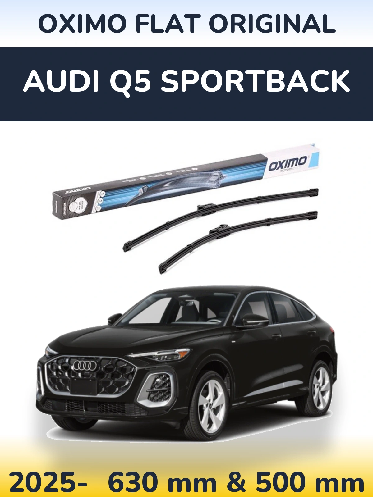 Комплект передніх щіток Oximo Flat Original 600 & 500 мм для Audi Q5 Sportback 2025-2026