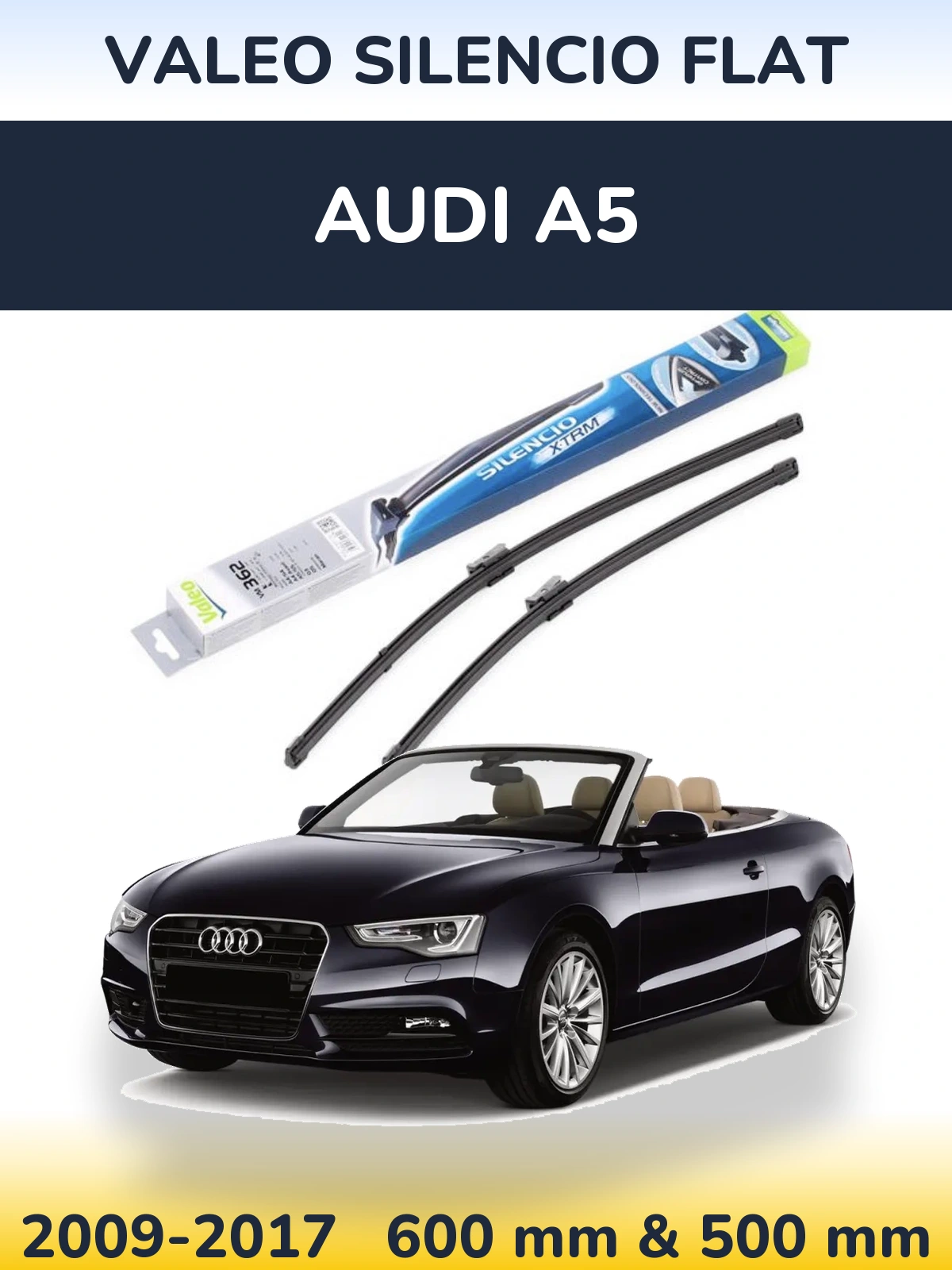 Комплект передних дворников Valeo Silencio Flat 600 & 500 мм для Audi A5 2009-2017