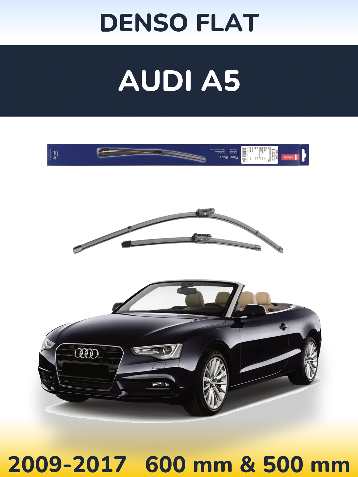 Front wiper blade set Denso Flat 600 & 500 мм for Audi A5 2009-2017