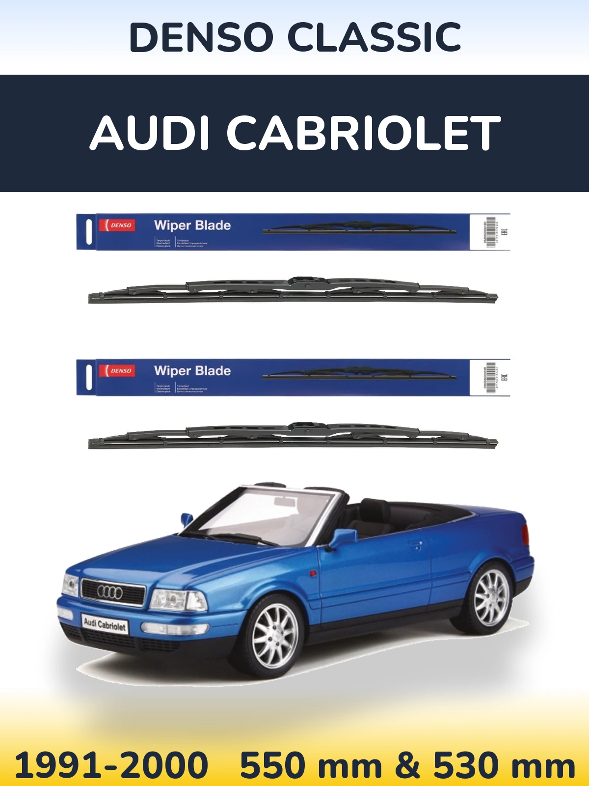 Komplet przednich wycieraczek Denso Classic 550 & 530 mm do Audi Cabriolet 1991-2000