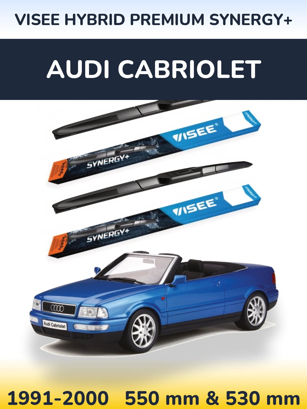 Комплект передних дворников VISEE HYBRID PREMIUM SYNERGY+ 550 & 530 мм для Audi Cabriolet 1991-2000