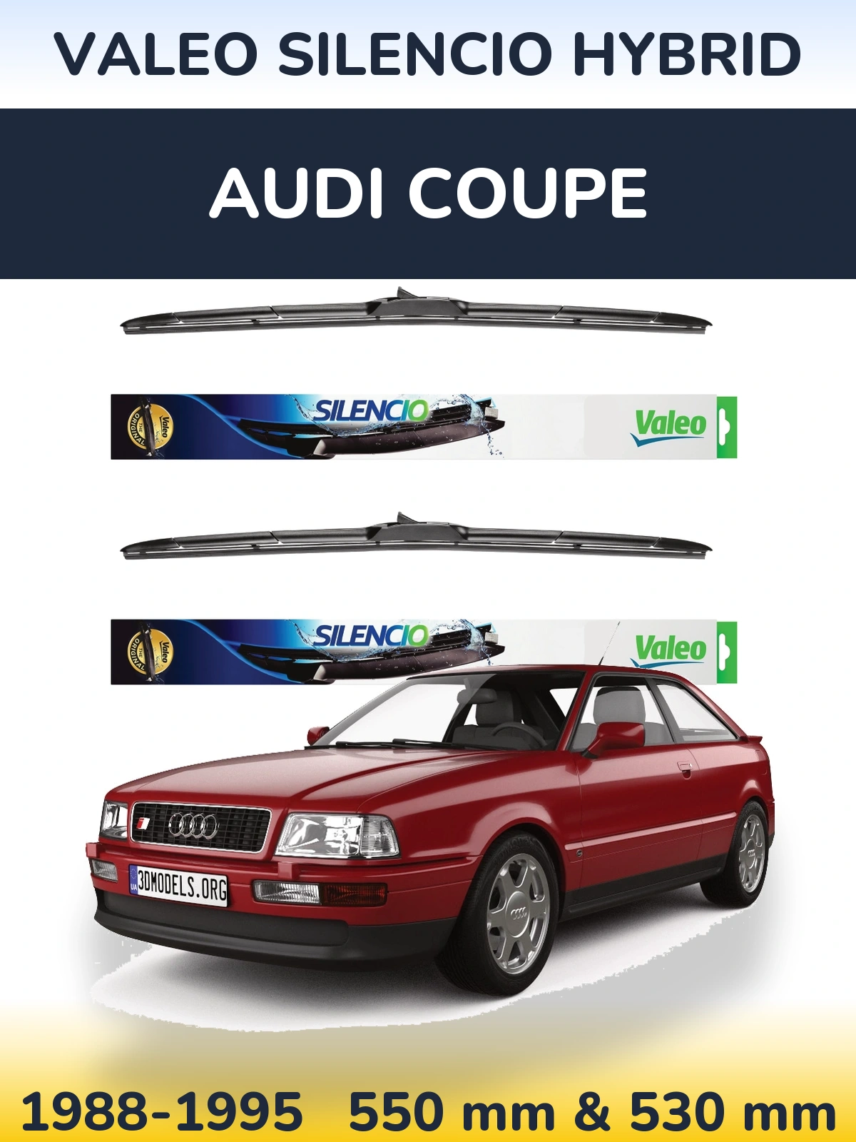 Комплект передних дворников Valeo Silencio Hybrid 550 & 530 мм для Audi Coupe 1988-1995