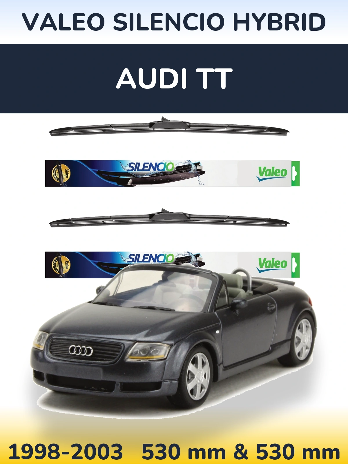 Front wiper blade set Valeo Silencio Hybrid 530 & 530 мм for Audi TT 1998-2003