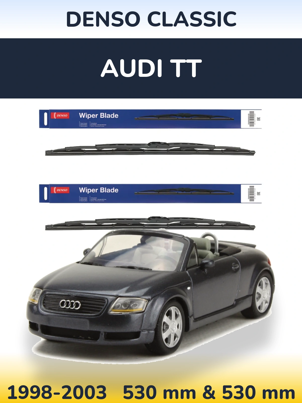 Front wiper blade set Denso Classic 530 & 530 мм for Audi TT 1998-2003