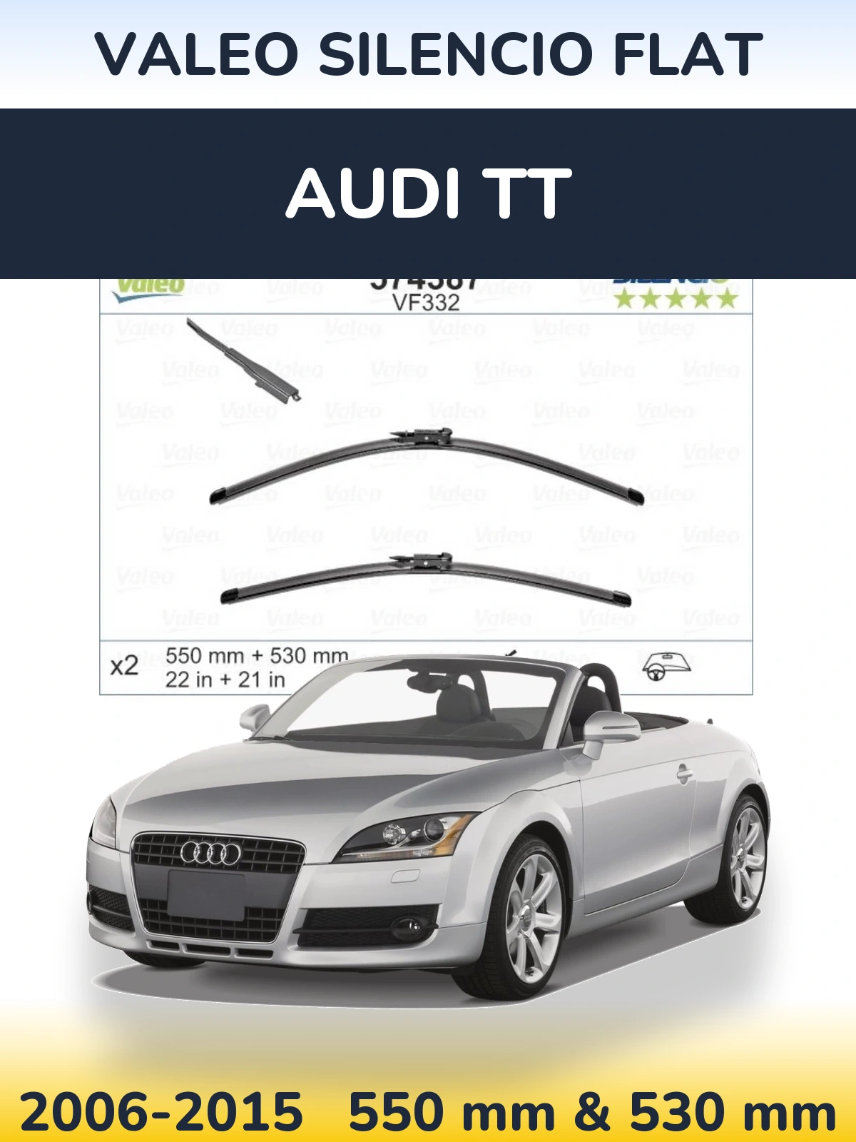 Komplet przednich wycieraczek Valeo Silencio Flat 550 & 530 mm do Audi TT 2006-2015