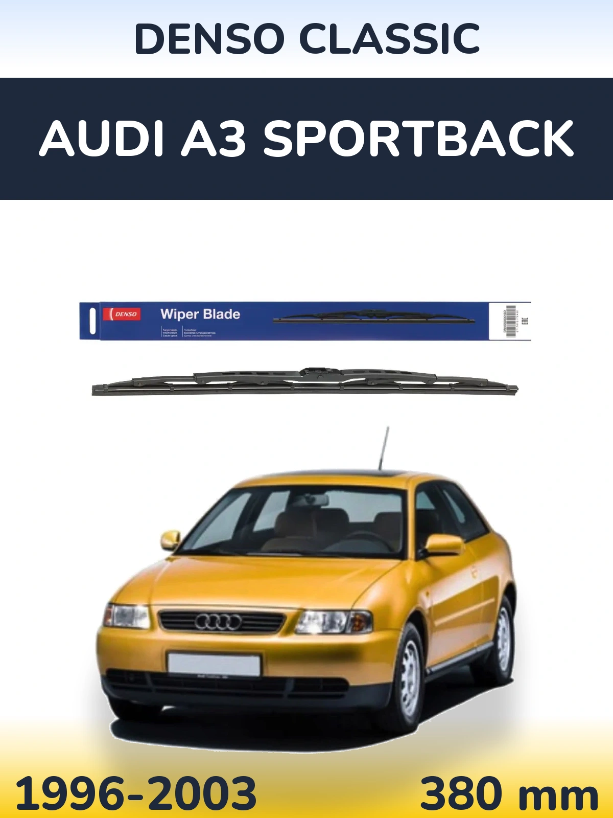 Rear wiper blade Denso Classic 380 mm for Audi A3 Sportback 1996-2003