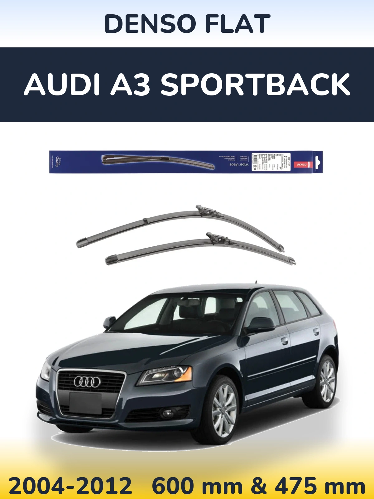 Komplet przednich wycieraczek Denso Flat 600 & 475 mm do Audi A3 Sportback 2004-2012