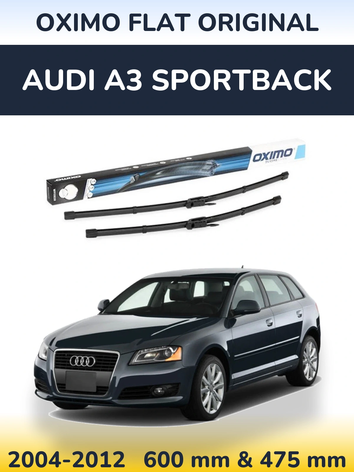 Front wiper blade set Oximo Flat Original 600 & 475 мм for Audi A3 Sportback 2004-2012