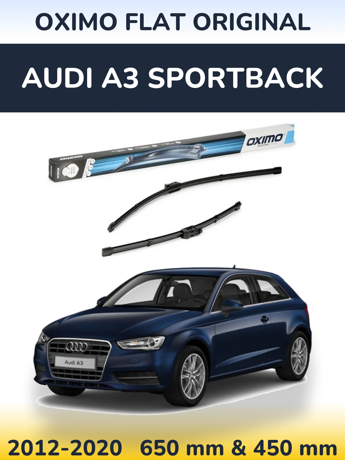 Комплект передних дворников Oximo Flat Original 650 & 450 мм для Audi A3 Sportback 2012-2020
