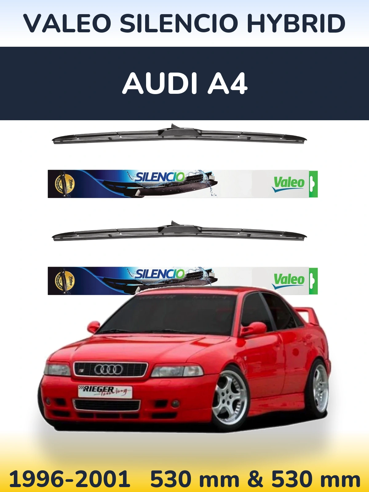 Комплект передніх щіток Valeo Silencio Hybrid 530 & 530 мм для Audi A4 1996-2001