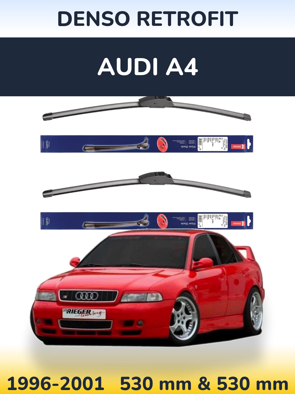 Front wiper blade set Denso Retrofit 530 & 530 мм for Audi A4 1996-2001