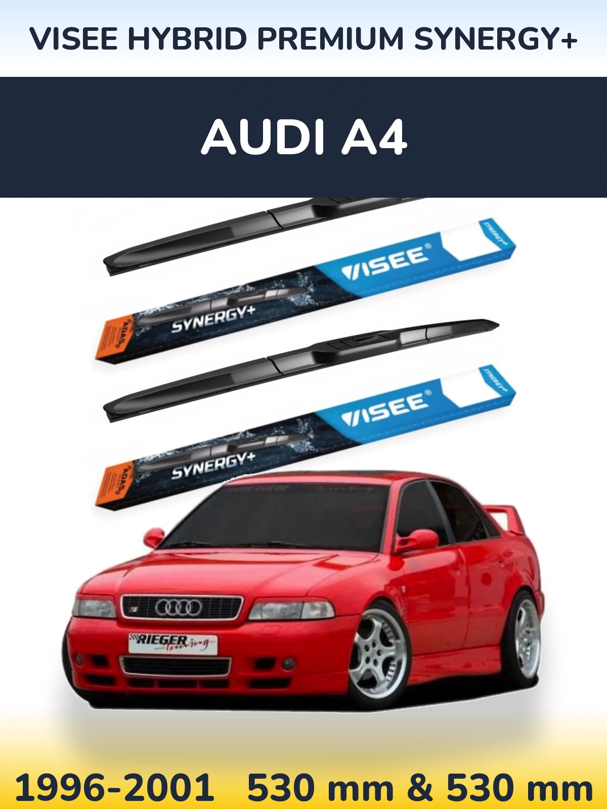 Комплект передніх щіток VISEE HYBRID PREMIUM SYNERGY+ 530 & 530 мм для Audi A4 1996-2001