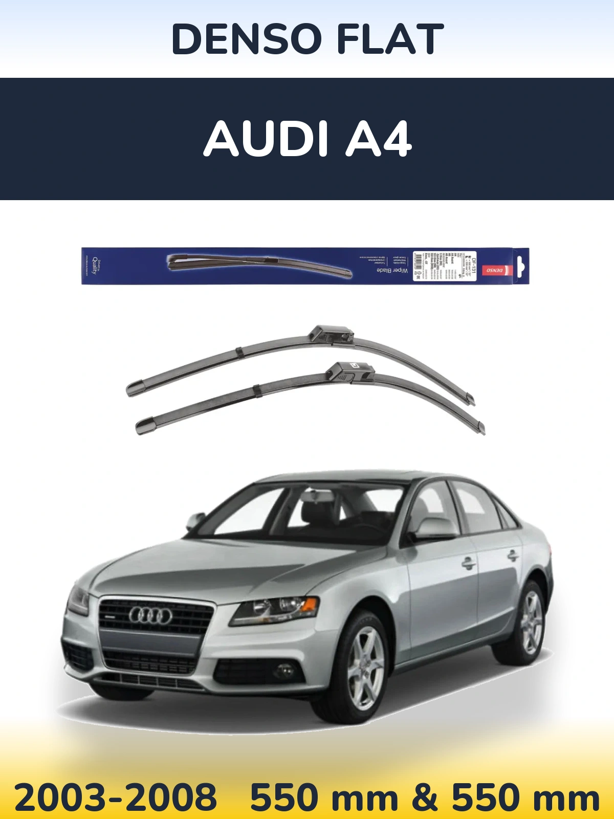 Front wiper blade set Denso Flat 550 & 550 mm for Audi A4 2003-2008