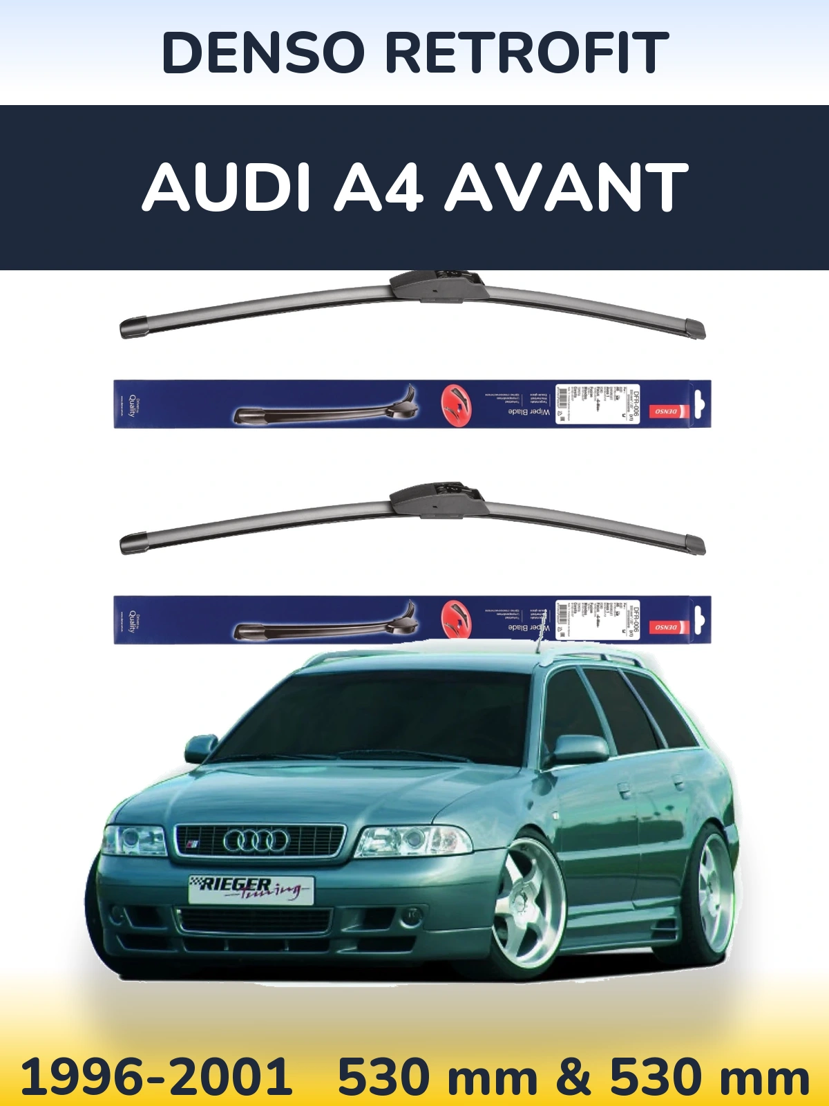 Комплект передніх щіток Denso Retrofit 530 & 530 мм для Audi A4 Avant 1996-2001
