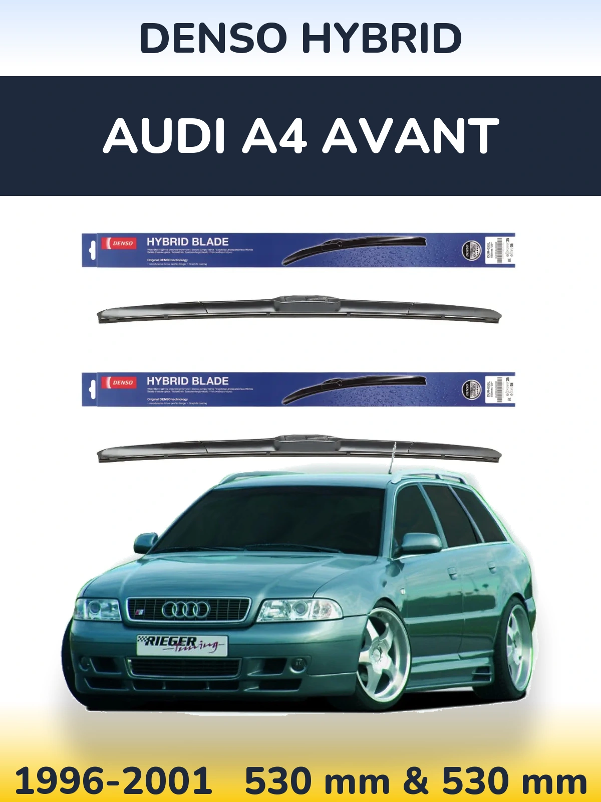 Комплект передних дворников Denso Hybrid 530 & 530 мм для Audi A4 Avant 1996-2001