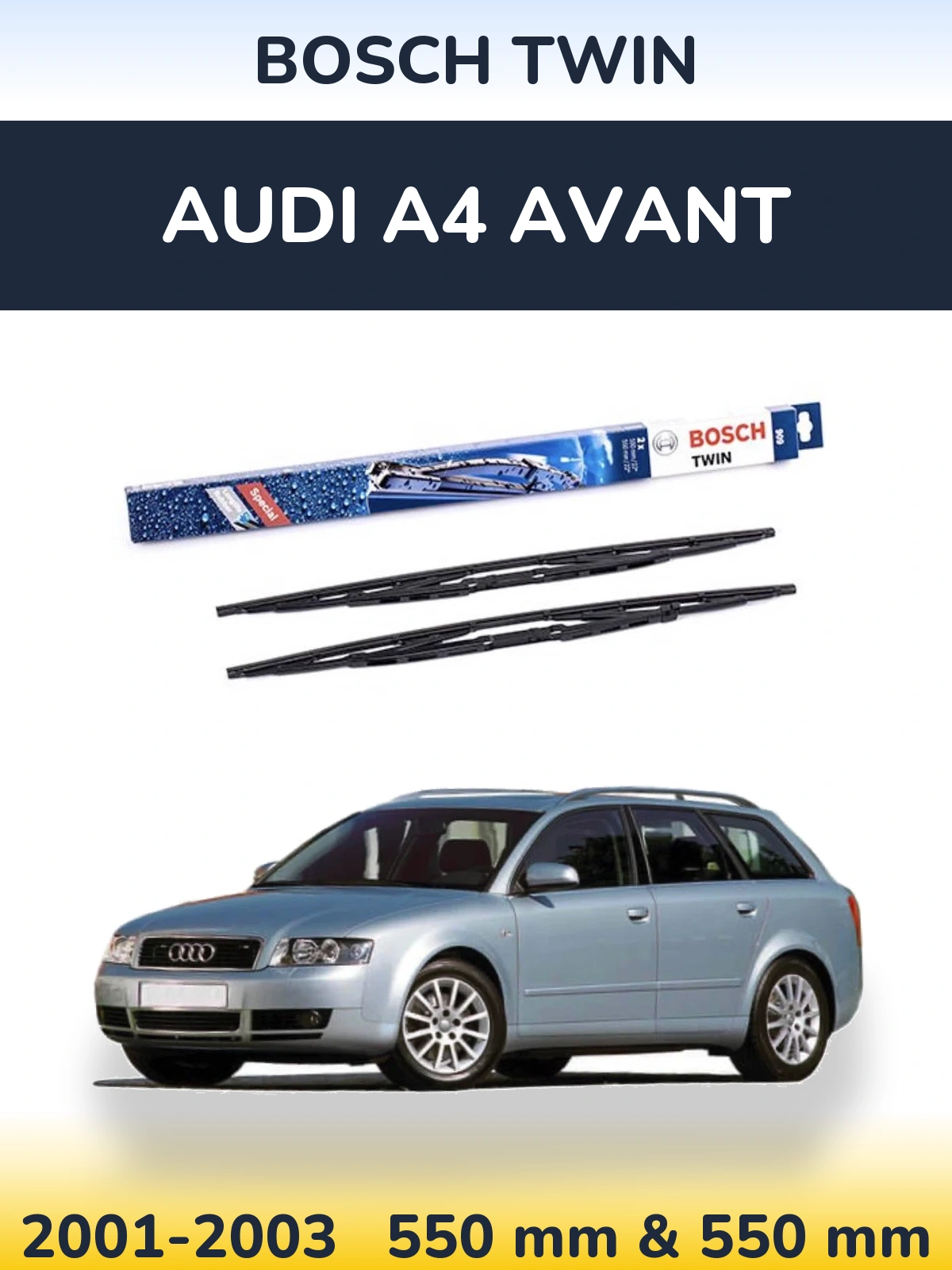 Комплект передніх щіток BOSCH Twin 550 & 550 мм для Audi A4 Avant 2001-2003