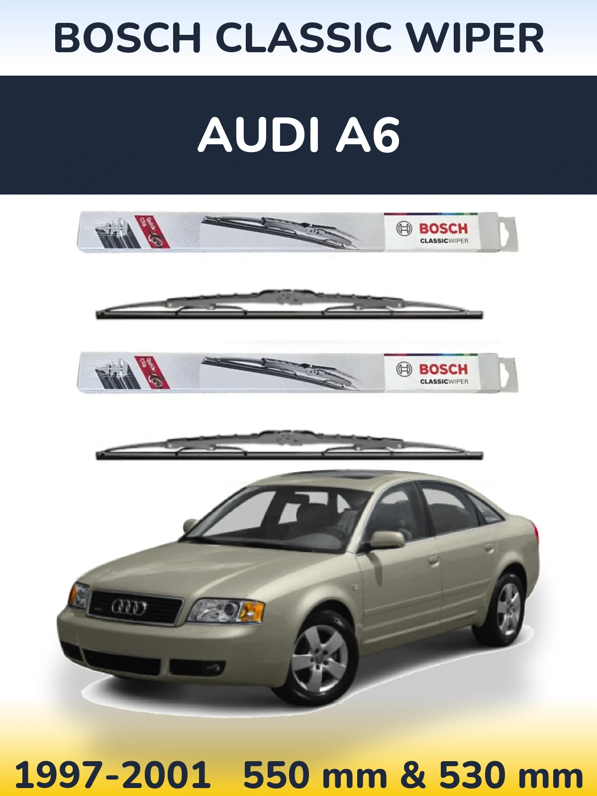 Комплект передніх щіток BOSCH Classic Wiper 550 & 530 мм для Audi A6 1997-2001