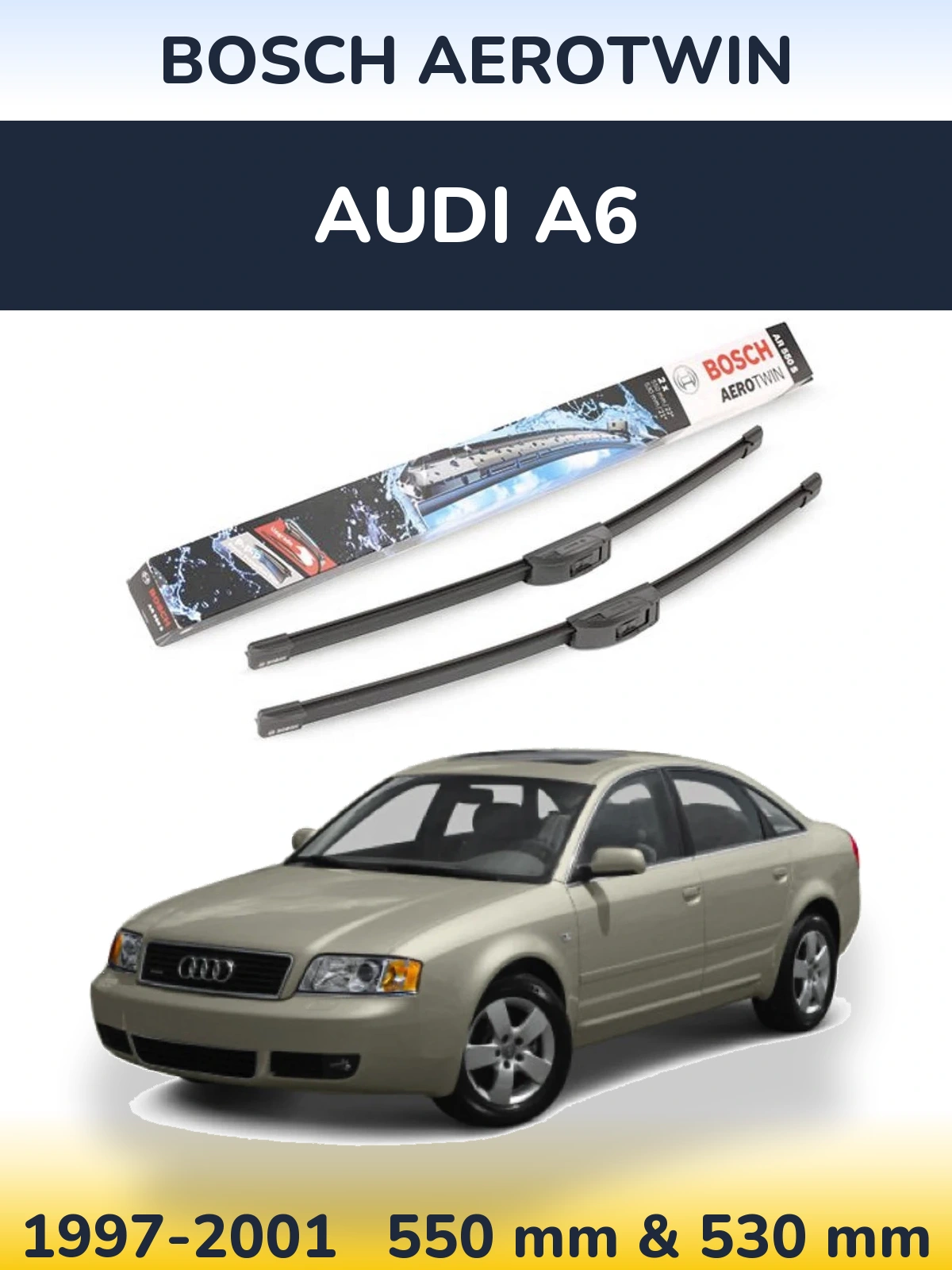 Komplet przednich wycieraczek BOSCH AeroTwin 550 & 530 mm do Audi A6 1997-2001