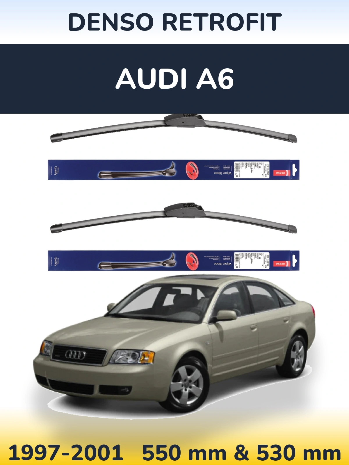 Front wiper blade set Denso Retrofit 550 & 530 мм for Audi A6 1997-2001