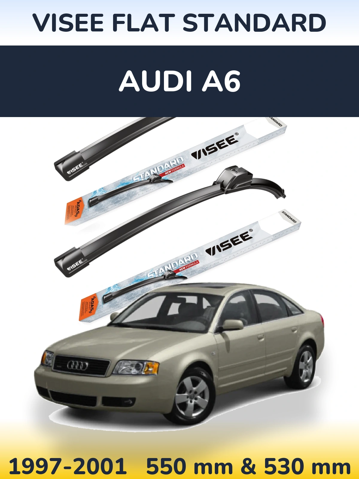 Комплект передніх щіток VISEE FLAT STANDARD 550 & 530 мм для Audi A6 1997-2001