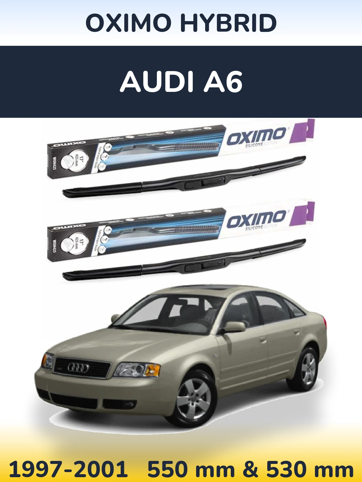 Front wiper blade set Oximo Hybrid 550 & 530 мм for Audi A6 1997-2001